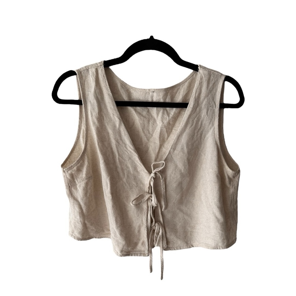 Women's Cream Tie-Front Tank Top
